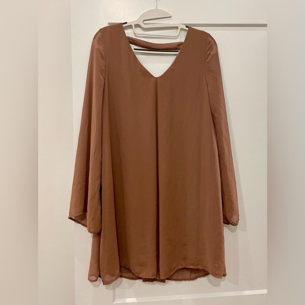 Altar'd State Brown Mini Dress Long Sleeve Small